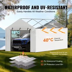 VEVOR Carport Replacement Canopy Car Tent - Sides 10x20 ft, White