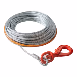 VEVOR Galvanized Steel Winch Cable, 3/8 Inch x 100 Feet 15,200 lbs Breaking Strength, Wire Winch Rope with Swivel Hook, Towin ...