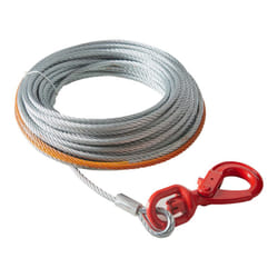 VEVOR Galvanized Steel Winch Cable, 3/8 Inch x 100 Feet 15,200 lbs Breaking Strength, Wire Winch Rope with Swivel Hook, Towing Cable Heavy Duty, Unive