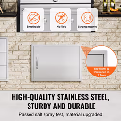 VEVOR BBQ Access Door  27W x 20H Inch Single Outdoor Kitchen Door  Stainless Steel Flush Mount Door  Wall Vertical Door with Handle  for BBQ Island  G