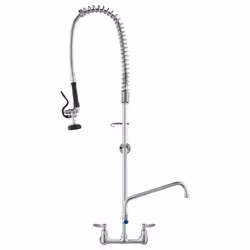 VEVOR Commercial Faucet with Pre-Rinse Sprayer  47"" Height  8"" Center  12"" Swing Spout  Wall Mount Kitchen Sink Faucet  Br ...