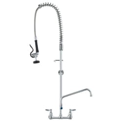VEVOR Commercial Faucet with Pre-Rinse Sprayer  47"" Height  8"" Center  12"" Swing Spout  Wall Mount Kitchen Sink Faucet  Brass Constructed Device wi