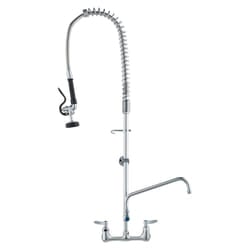 VEVOR Commercial Faucet with Pre-Rinse Sprayer  44"" Height  8"" Center  12"" Swing Spout  Wall Mount Kitchen Sink Faucet  Brass Constructed Device wi