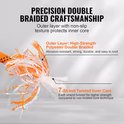 VEVOR Double Braided Polyester Rope  1/2 in x 120 ft  48 Strands  8000 LBS Breaking Strength Outdoor Rope  Arborist Rigging Rope for Rock Hiking Campi