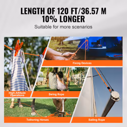 VEVOR Double Braided Polyester Rope  1/2 in x 120 ft  48 Strands  8000 LBS Breaking Strength Outdoor Rope  Arborist Rigging Rope for Rock Hiking Campi - Additional view 4