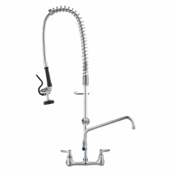 VEVOR Commercial Faucet with Pre-Rinse Sprayer  36"" Height  8"" Center  12"" Swing Spout  Wall Mount Kitchen Sink Faucet  Br ...
