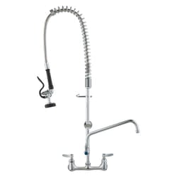 VEVOR Commercial Faucet with Pre-Rinse Sprayer  36"" Height  8"" Center  12"" Swing Spout  Wall Mount Kitchen Sink Faucet  Brass Constructed Device wi