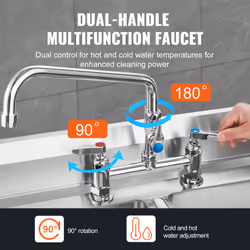 VEVOR Commercial Deck Mount Kitchen Sink Faucet Pre-Rinse Sprayer 44" Height - Additional view 4