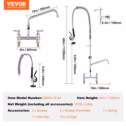 VEVOR Commercial Deck Mount Kitchen Sink Faucet Pre-Rinse Sprayer 44" Height - Additional view 6