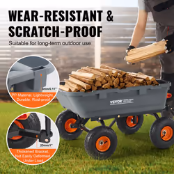 VEVOR 1200lbs 7Cu.Ft. Garden Dump Cart with 2-in-1 Convertible Handle and 13in All Terrain Wheels, Heavy Duty Poly Yard Dump Wagon Utility ATV Trailer - Additional view 3