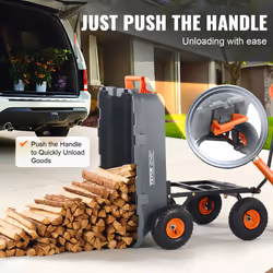 VEVOR 1200lbs 7Cu.Ft. Garden Dump Cart with 2-in-1 Convertible Handle and 13in All Terrain Wheels, Heavy Duty Poly Yard Dump Wagon Utility ATV Trailer - Additional view 4