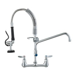 VEVOR Commercial Faucet with Pre-Rinse Sprayer  21"" Height  8"" Center  12"" Swing Spout  Wall Mount Kitchen Sink Faucet  Brass Constructed Device wi