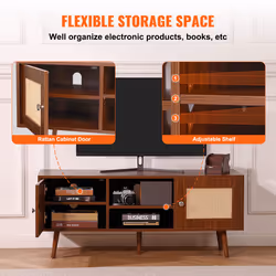 VEVOR Rattan TV Stand - Walnut
