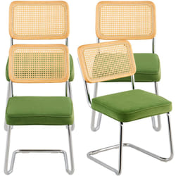 VEVOR Rattan Chairs Outdoor Patio Furniture Dining Chair 4PCS with Cushion Green - Green, 4-pack