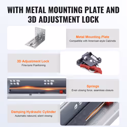 VEVOR 6 Pairs 15 Inch of 15 18 21 Inch Soft Close Bottom Mount Drawer Slides  Heavy Duty Ball Bearing Full Extension Steel Track  Noiseless Guide Glid