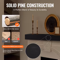 VEVOR Fireplace Mantel Wood Shelf Floating Rustic Mantel Shelf - 48", dark brown