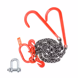 G80 V Bridle Chain, 3/8" x 3' Towing Chain Bridle with 15" J Hooks and Grab Hooks, Heavy Duty Transport Tow Chain Bridle with ...