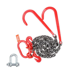 G80 V Bridle Chain, 3/8" x 3' Towing Chain Bridle with 15" J Hooks and Grab Hooks, Heavy Duty Transport Tow Chain Bridle with 15600 lbs Safe Working