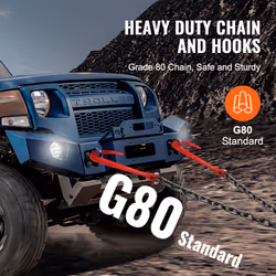 G80 V Bridle Chain, 3/8" x 3' Towing Chain Bridle with 15" J Hooks and Grab Hooks, Heavy Duty Transport Tow Chain Bridle with 15600 lbs Safe Working - Additional view 4