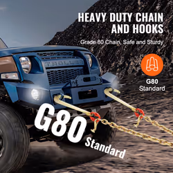 G80 V Bridle Chain, 3/8" x 2' Towing Chain Bridle with 15" J Hooks, T Hooks & Grab Hooks, Heavy Duty Transport Tow Chain Bridle with 15600lbs Safe - Additional view 4