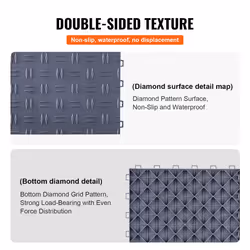 VEVOR Garage Tiles Interlocking  12 x 12 x 0.53 inch 25 Pack Garage Floor Covering Tiles  Non-Slip Double-Sided Texture Garage Flooring Tiles  for Gar