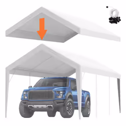 VEVOR Carport Replacement Canopy Cover 10 x 20 ft Garage Top Tent Shelter Tarp HeavyDuty Waterproof UV Protected Easy Inst ...