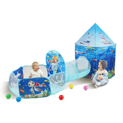 VEVOR 3 in 1 Kids Play Tent with Tunnel  Basketball Hoop for Boys  Girls  Babies and Toddlers  Indoor/Outdoor Pop Up Playhouse with Carrying Bag & Ban
