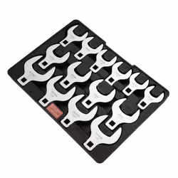 VEVOR Crowfoot Wrench Set 12 Drive 14Piece SAE 1116 2 Crows Foot Wrench Set with Storage Tray 40CR Material with