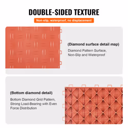 VEVOR Interlocking Floor Covering Tiles  12 x 12 x 0.53 inch  25 Pack  Non-Slip Double-Sided Texture  for Garages  Basements  Repair Shops  Red