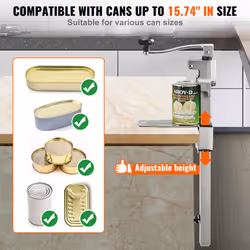 VEVOR Manual Can Opener  Commercial Table Opener for Large Cans  Heavy Duty Can Opener with Base  Adjustable Height Industrial Jar Opener For Cans Up