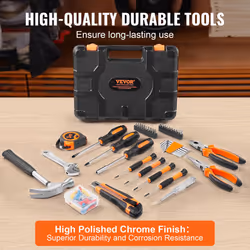 VEVOR Household Tools Kit  132 Piece General Home/Auto Repair Tool Set with Portable Tool Storage Case  for Home Maintenance  College Dormitory Use  D