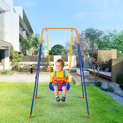 VEVOR Swing Sets for Backyard  3-in-1 Toddler Swing Set with 4 Sandbags  Easy to Assemble  Foldable Metal Stand  Swingset Indoor/Outdoor for Kids Aged