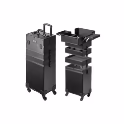Vevor HZXXLGS5H100K8BZXV0 5-in-1 Professional Makeup Train Case Aluminum Cosmetic Case, Black