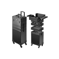 Vevor HZXXLGS5H100K8BZXV0 5-in-1 Professional Makeup Train Case Aluminum Cosmetic Case, Black