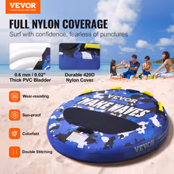 VEVOR Towable Tubes for Boating, 1-2 Riders Inflatable Boat Tubes and Towables, 340 lbs, 51.8 Round Water Sport Towable Tube for Boat to Pull, Full N