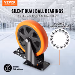 VEVOR 6-Inch Swivel Plate Casters  Set of 4  With Security A/B Locking No Noise PVC Wheels  Heavy Duty 2800 lbs Load Capacity  Non-Marking for Cart Fu