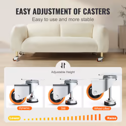 VEVOR Leveling Casters  Set of 4  1800 lbs Total Load Capacity  3 inches Diameter  Heavy Duty 360 Degree Swivel Caster Wheels  Adjustable Casters with