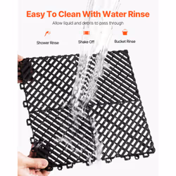 VEVOR Interlocking Drainage Mat  12  x 12  Modular Interlocking Cushion  12 Pcs Splicing Drainage Mats  Non-Slip Black PP Drainage Floor Tile and Show