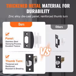 VEVOR Double Door Handle Set  Matte Black Square Door Lever  Double Front Door Handle Set with Reversible Handle Lever  Heavy Duty Double Door Lock Se