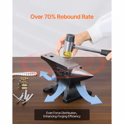 VEVOR Single Horn Anvil  25lbs Cast Steel Anvil  High Hardness Rugged Round Horn Anvil for Blacksmiths  with Stable Base  Metal Working Tool for Metal