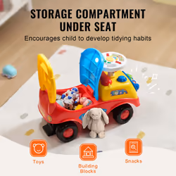 VEVOR Ride On Push Car for Toddlers  Ages 19+ Months  Ride Racer  Sit to Stand Toddler Ride On Toy  Kids Ride On Car with Music Steering  Horn & Under