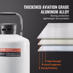 VEVOR Liquid Nitrogen Tank  10 L Aluminum Alloy Liquid Nitrogen Container  LN2 Tank Dewar with 6 Canisters and Carry Bag with Straps  Cryogenic Tank f