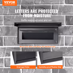 VEVOR Through The Wall Drop Box, Heavy Duty Steel Through The Wall Mailbox with 2.8-7.9 13 Combination Lock, 12.5x6.3x16.9 Mail Drop Box, Black