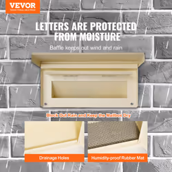 VEVOR Through The Wall Drop Box, Heavy Duty Steel Through The Wall Mailbox with 2.8-7.9 13 Combination Lock, 12.5x6.3x16.9 Mail Drop Box, Beige