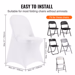 VEVOR 30 PCS White Folding Chair Covers - Ideal for Weddings  Parties  Dining  and Banquets - Universal  Washable Slipcovers for Folding Chairs - Eleg