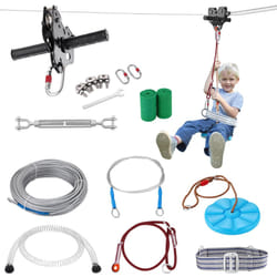 VEVOR Zip line Kits for Backyard 80ft Zip line Kit for Kids and Adult Up to 500 lb  Included Swing Seat  Ziplines Brake  and Steel Trolley  Outdoor Pl