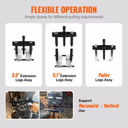 14 Piece Bearing Puller Set, 5 Ton Bearing Separator, Pinion Wheel Bearing Removal Kit with 2" and 3" Jaws, Wheel Hub Axle Puller Set, Heavy Duty