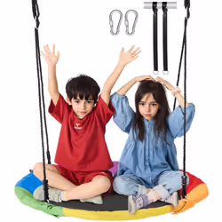 750lbs Weight Capacity  40 Inch Saucer Swing  900D Oxford Fabric Swing Seat with 2 Tree Hanging Straps and Adjustable Multi-S ...