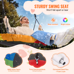 750lbs Weight Capacity  40 Inch Saucer Swing  900D Oxford Fabric Swing Seat with 2 Tree Hanging Straps and Adjustable Multi-Strand Ropes  Round Swing