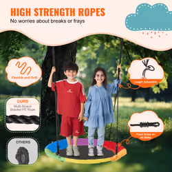 750lbs Weight Capacity  40 Inch Saucer Swing  900D Oxford Fabric Swing Seat with 2 Tree Hanging Straps and Adjustable Multi-Strand Ropes  Round Swing